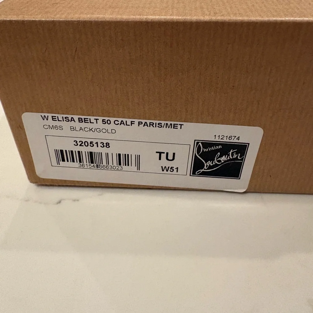 Christian Louboutin Black Belt with  Gold hardware New in Box - Picture 2 of 11